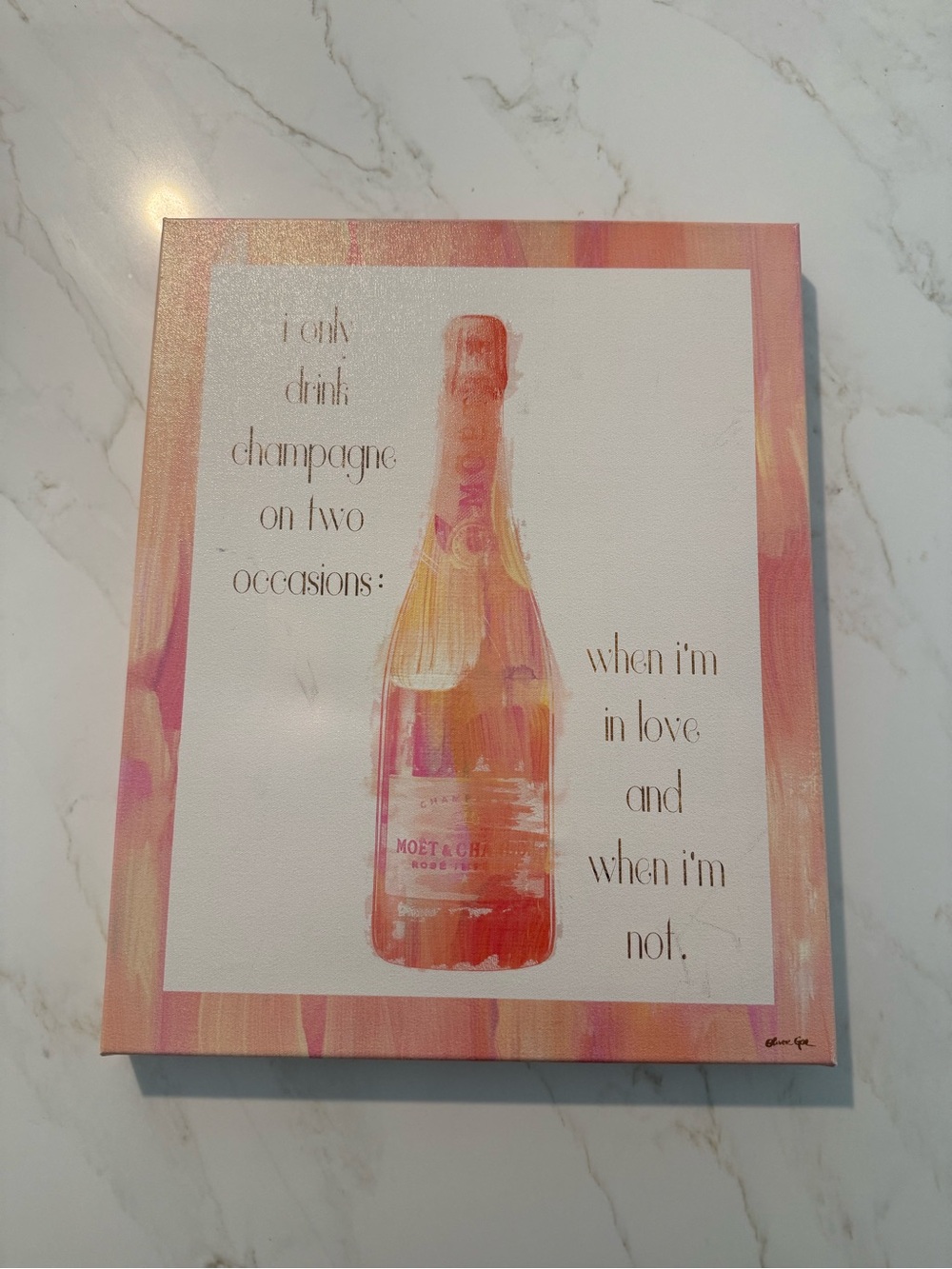 Oliver Gal Artist Co. I Only Drink Champagne Wall Art Canvas Print 16” X 20”